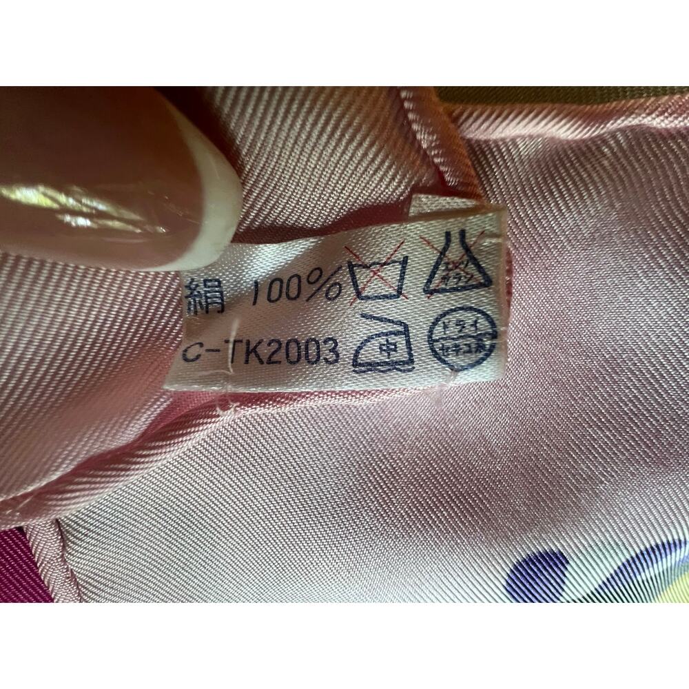 LANCEL Nautical Square Silk Scarf Pink Rope Anchor Clock 34.3in - Picture 5 of 5